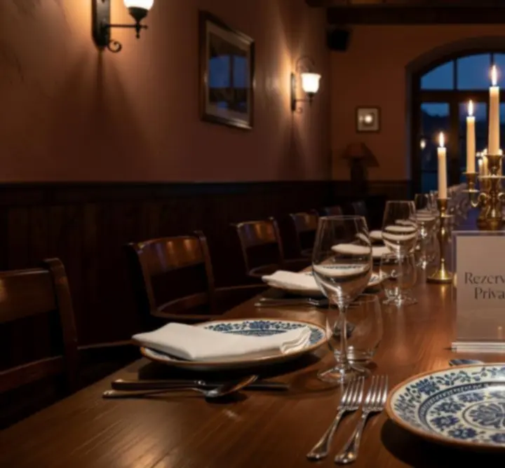 Mese rezervate pentru seară la Club Serata RO, pregătite pentru o cină elegantă.