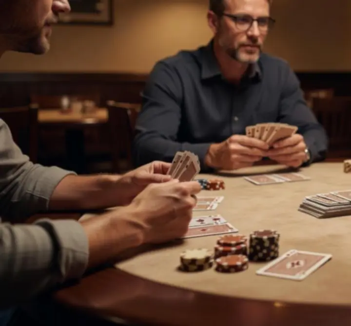 Masă de poker pregătită pentru o seară offline între prieteni la Club Serata RO