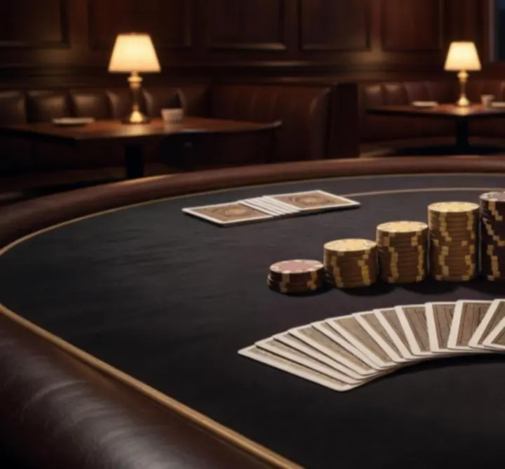Accesorii premium pentru poker – cărți și jetoane așezate elegant pe masă