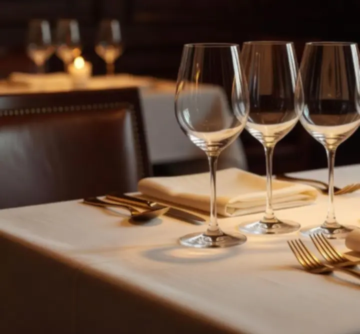 Pahare de vin roșu și alb pe o masă elegantă la Club Serata RO